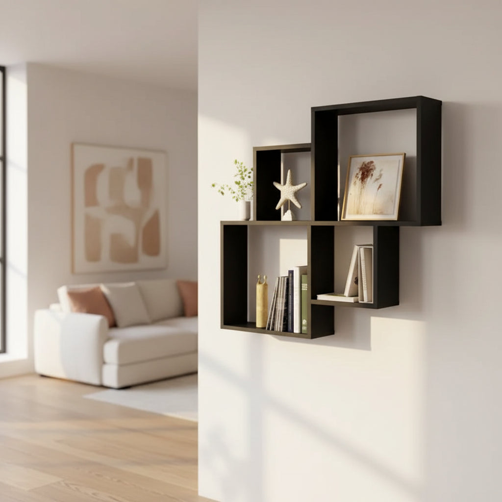 Kubisk Väggshylla Modulär – Modernt Öppet Hyllsystem MDF Flexibel Design