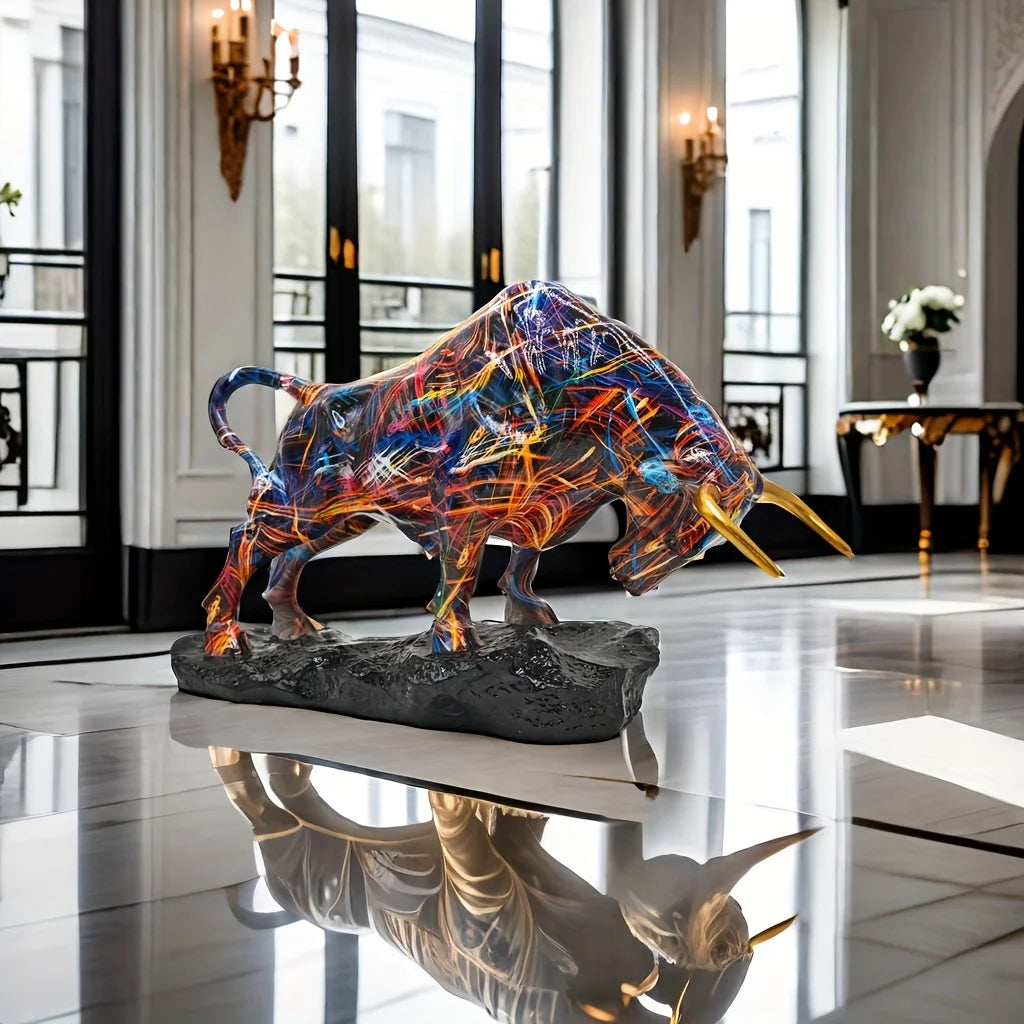 Brons Tjurskulptur Wall Street-Inspirerad – Resin Välståndssymbol Kontor