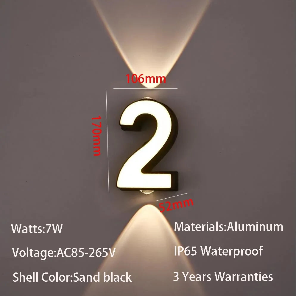 LED Vägglampa Siffra 7W IP65 – Aluminium Minimalism