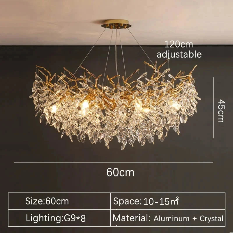 Lyxig Guld Kristalltakkrona LED – Matsal, Sovrum & Villa