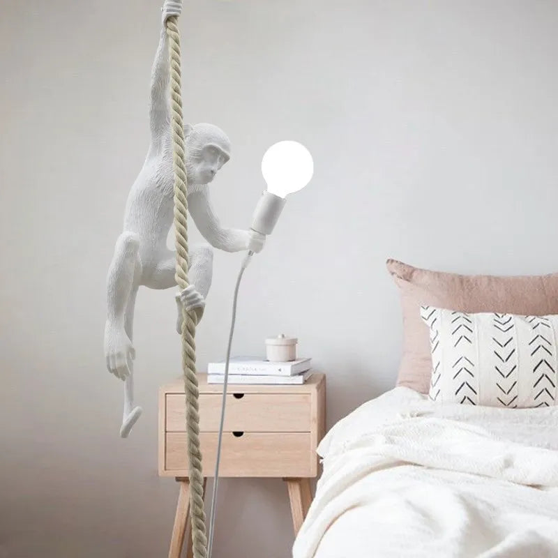 Nordisk Apa Vägglampa Resin – Kreativ Djurlampsskylt Barnrum & Restaurant