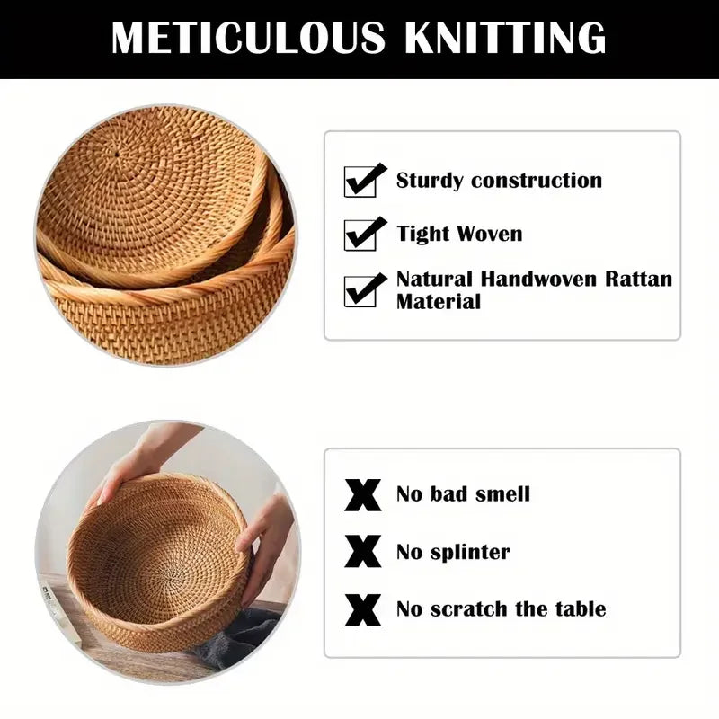 Handvävd Rattan Förvaringskorg – Frukt, Te, Bröd & Kosmetikförvaring Kök