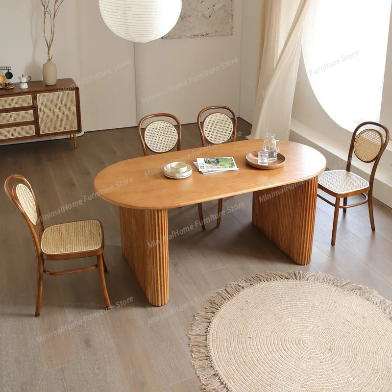 Japandi Matbord & Stolar – Massivt Trä & Rattan Nordisk