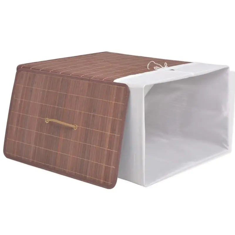 Rektangulär Bambu Tvättkorg 40×30×60 cm – Hopfällbar med Avtagbar Innerväska