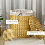 Wickertvättkorg Naturlig Rattan – Avtagbar Innerpåse & Tätande Lock