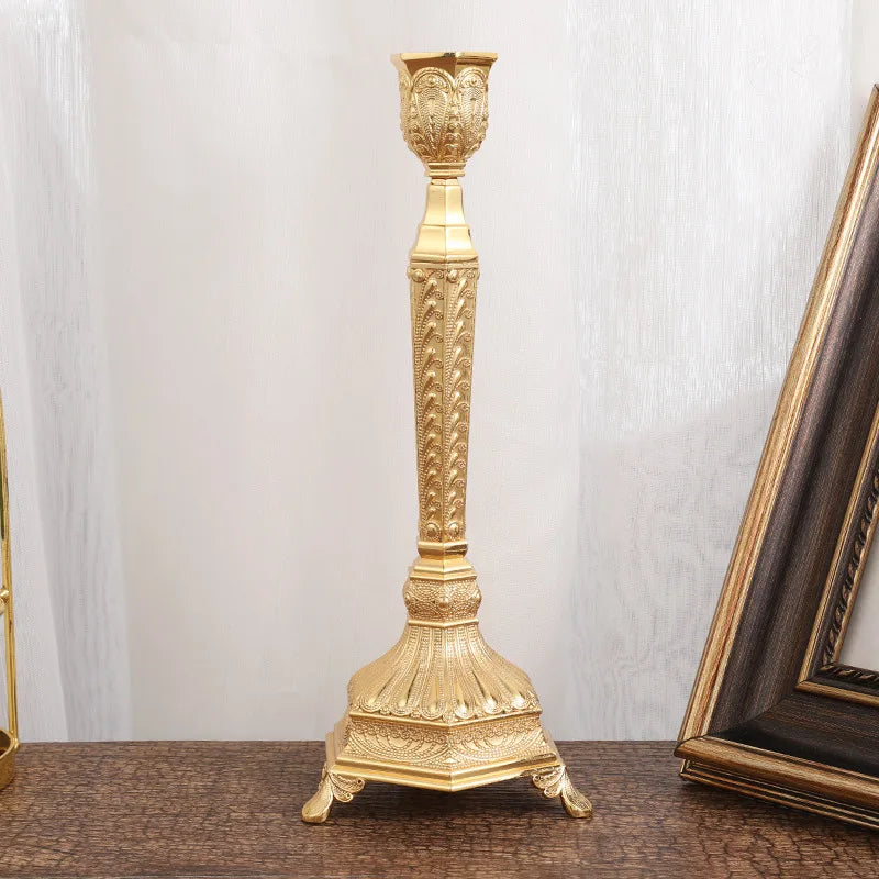 2-Pack Guld & Silver Ljusstake Europeisk – Bröllop Metallbordsdekor
