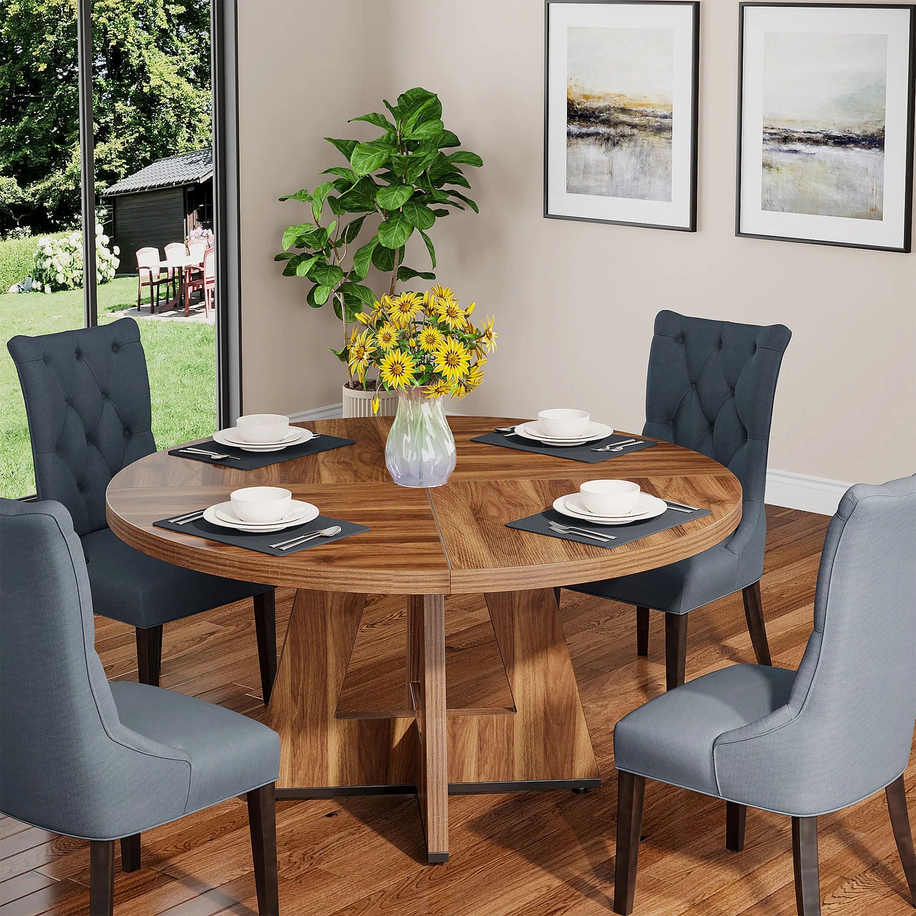 Runt Matbord 120 cm – 4 Pers, Farmhouse Köksbord