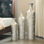 Modern Metallvaser Set 3 Silvervåg 50/66/83 cm – Golvvas Vardagsrum & Hall