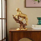 Gyllene Leopard Bokhylldekor – Lyxig Modern Skrivbordsornament Sovrum