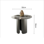 Soffbord Runt Marmoreffekt – Vit Metall