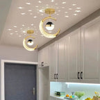 Kreativ Måne & Stjärnor LED Taklampa – Guld & Svart Loft