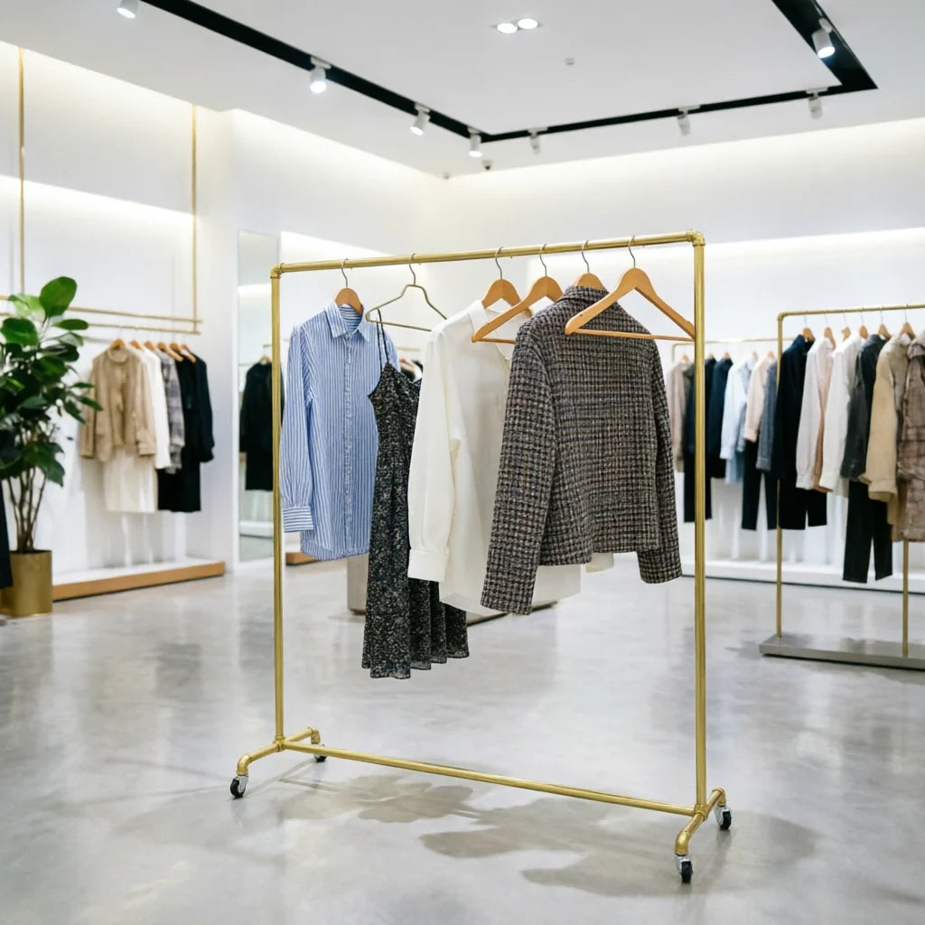 Fristående Klädställ Industriell Stil Rullande – 120×40×160 cm Sovrum & Butik