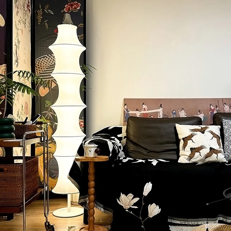 Nordisk Wabi-Sabi Silke Golvlampa – Japansk LED Sovrum & Vardagsrum