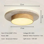 Rund Sten Taklampa Wabi-Sabi 28W – Valnöt D22 cm
