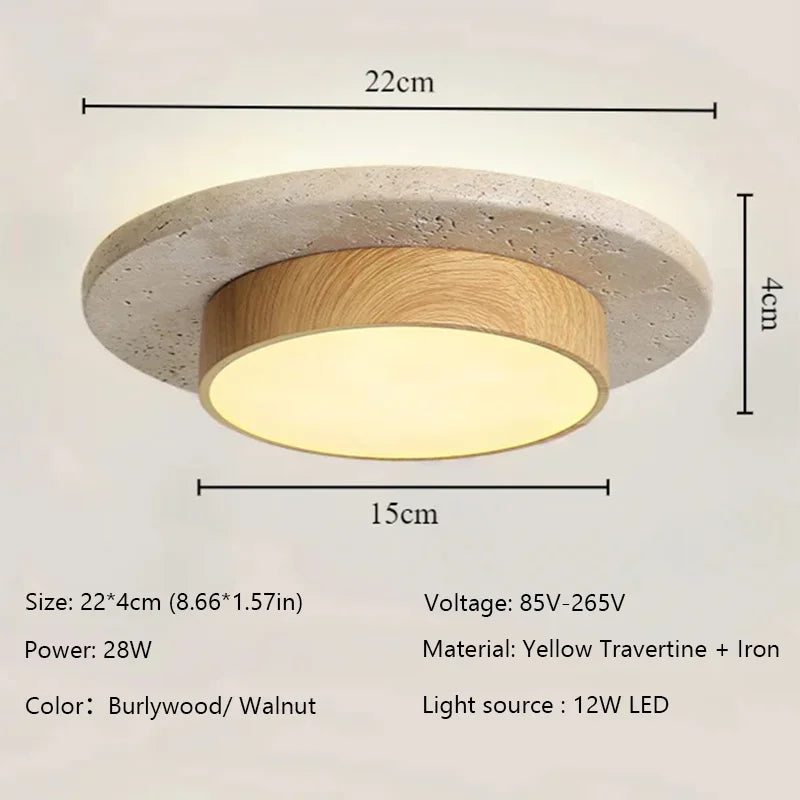 Rund Sten Taklampa Wabi-Sabi 28W – Valnöt D22 cm