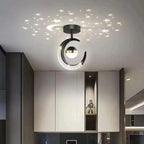 Kreativ Måne & Stjärnor LED Taklampa – Guld & Svart Loft