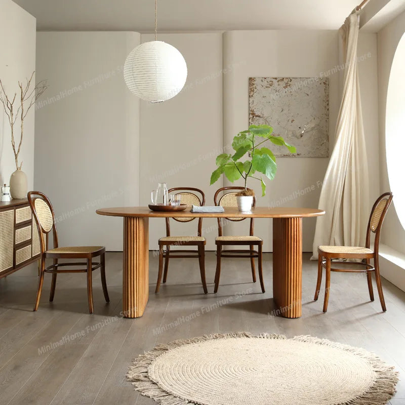 Japandi Matbord & Stolar – Massivt Trä & Rattan Nordisk