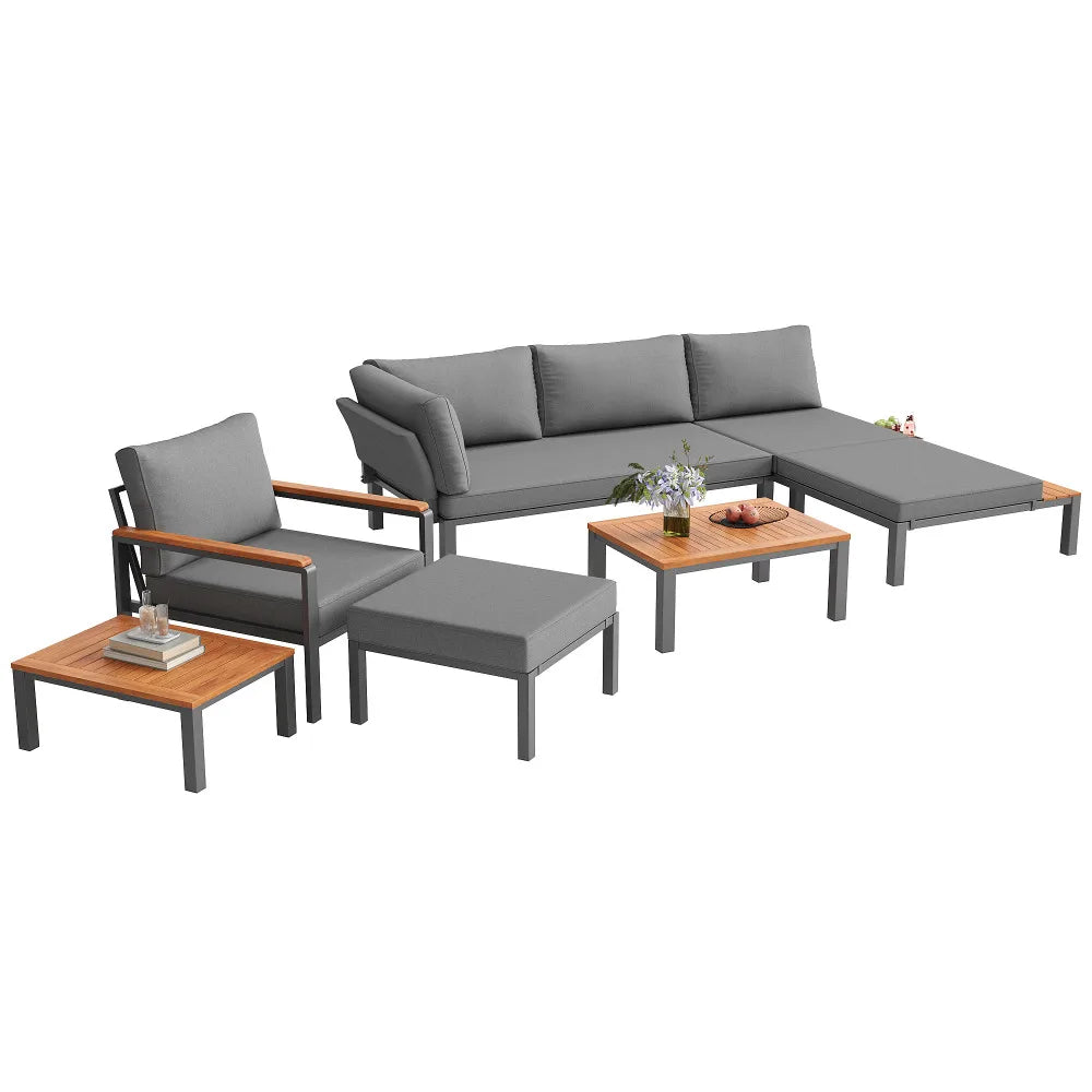 Modulärt Loungeset – Soffgrupp & Träbord