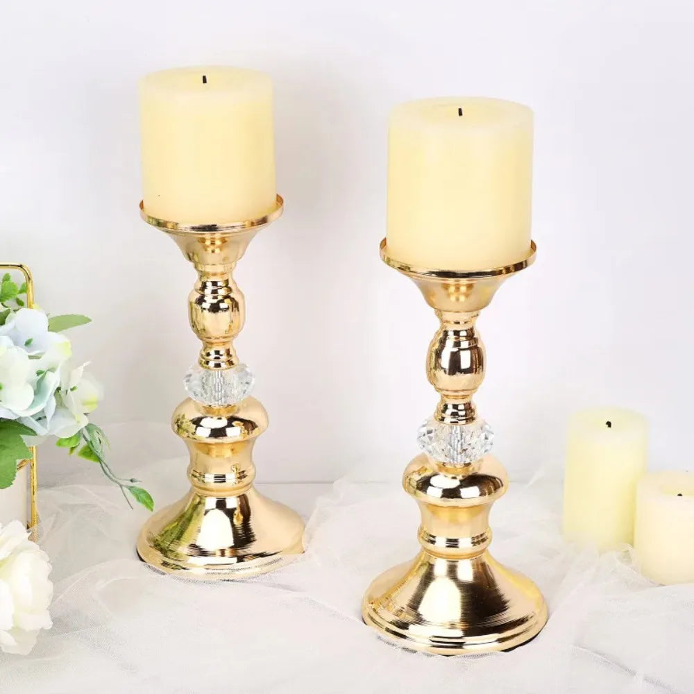 Europeisk Guld Pelare Ljusstake Vintage – Antislip Botten Olika Storlekar