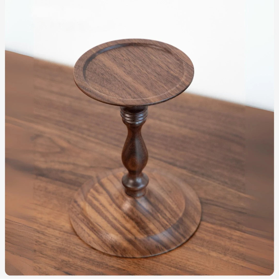 Vintage Valnöt Träljusstake Hög – Elegant Hemdekor Bröllop & Festival