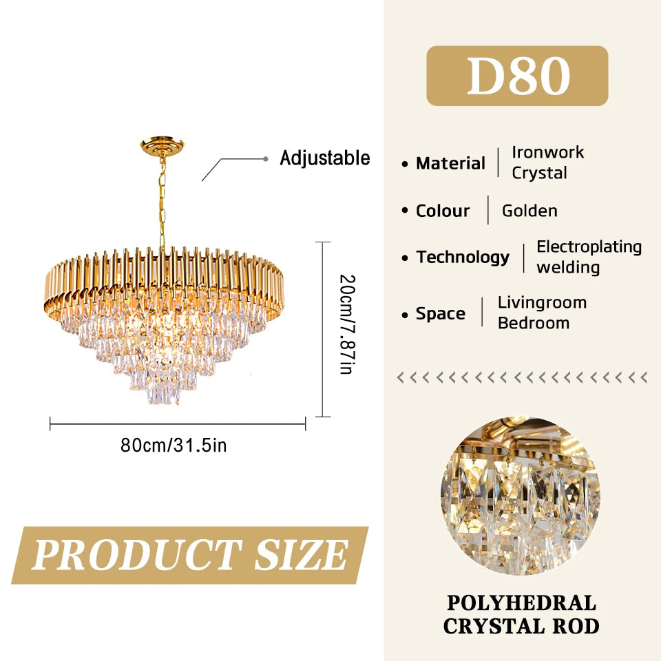 Lyxig Kristallkrona – Modern LED Taklampa Vardagsrum