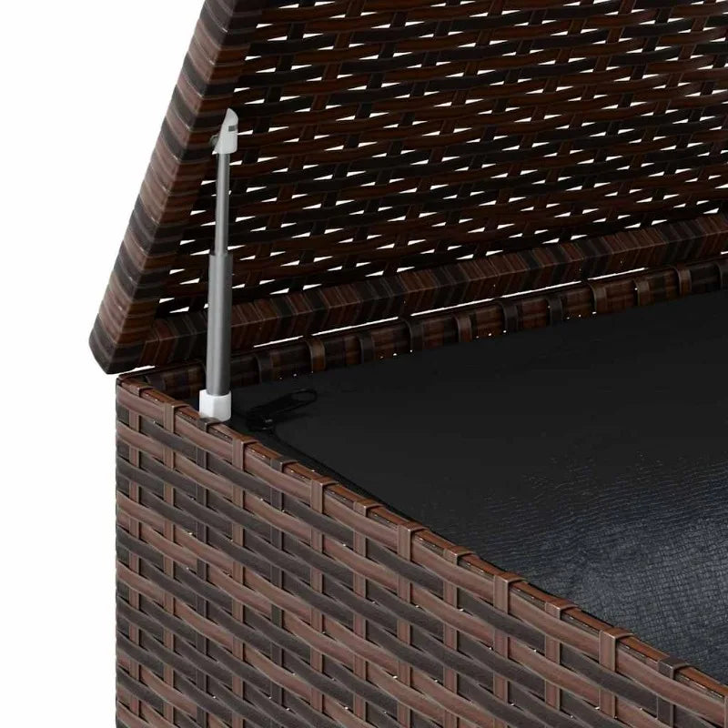 Utomhus Trädgårdskuddsbox 100×97,5×104 cm Rattan-look – Brun Patio & Balkong
