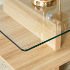 Soffbord 2-plan Glas & MDF – Träfinish