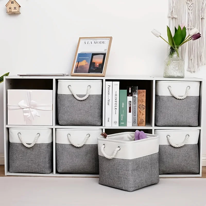 6-Pack Vikbara Linnekuber 28×28×28 cm – Garderobsorganisering med Rephandtag