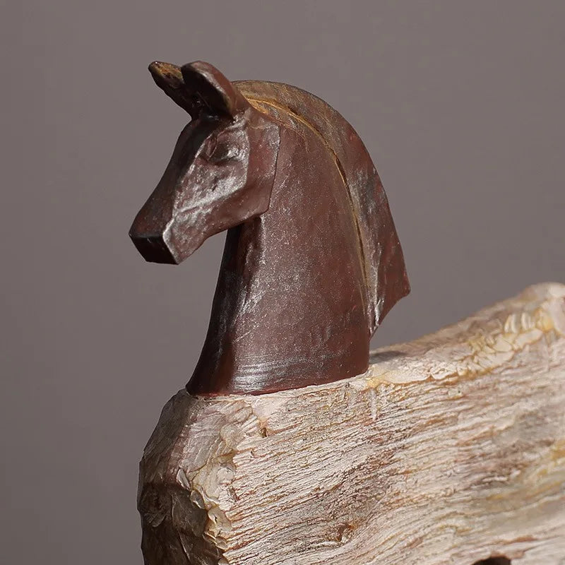 Rustik Häst & Tjur Skulptur Nordisk – Minimalistisk Hylldekor Vardagsrum