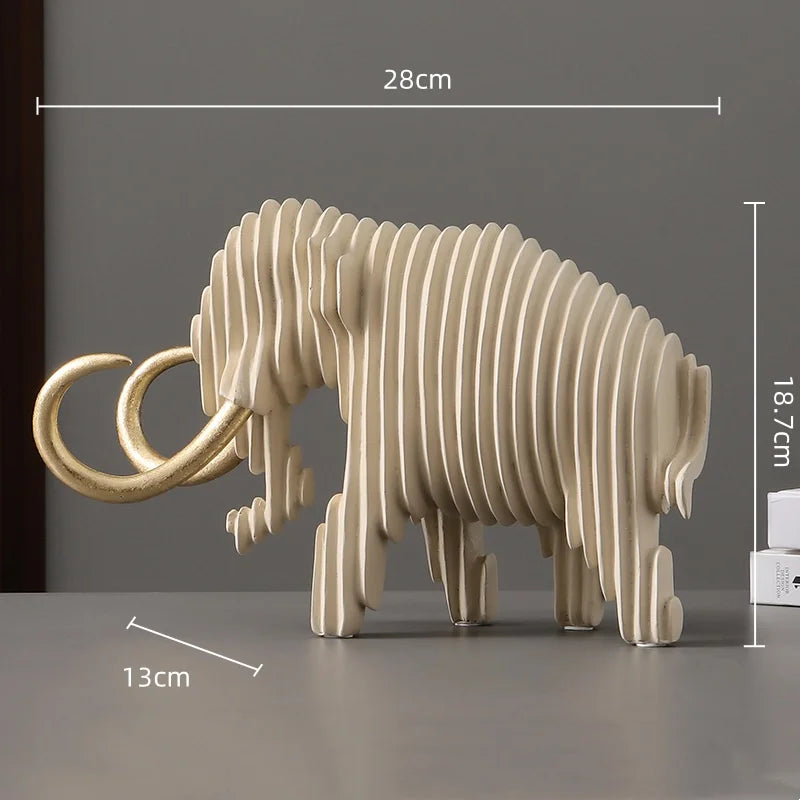 Kreativ Mammut Resin Skulptur – Abstrakt Randig Elefant Hemdekor