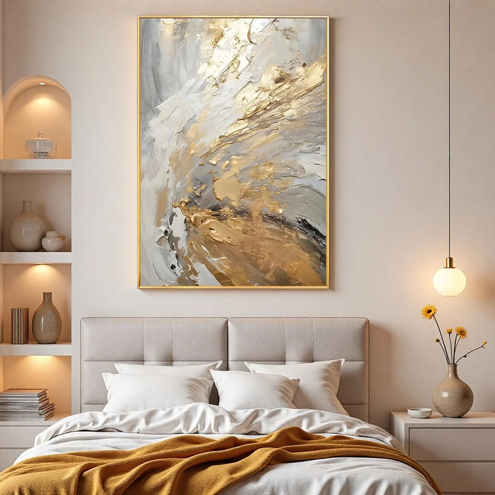 3D Texturerad Handgjord Abstrakt Oljemålning Linne – Canvas Väggkonst Ramlös