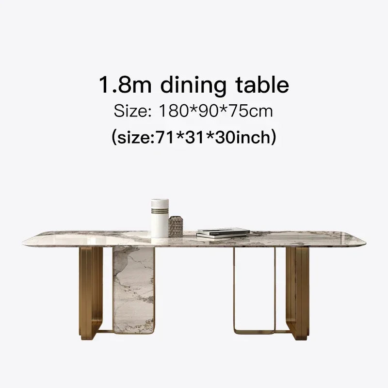 Minimalistiskt Rektangulärt Marmormatbord – 4 Stolar