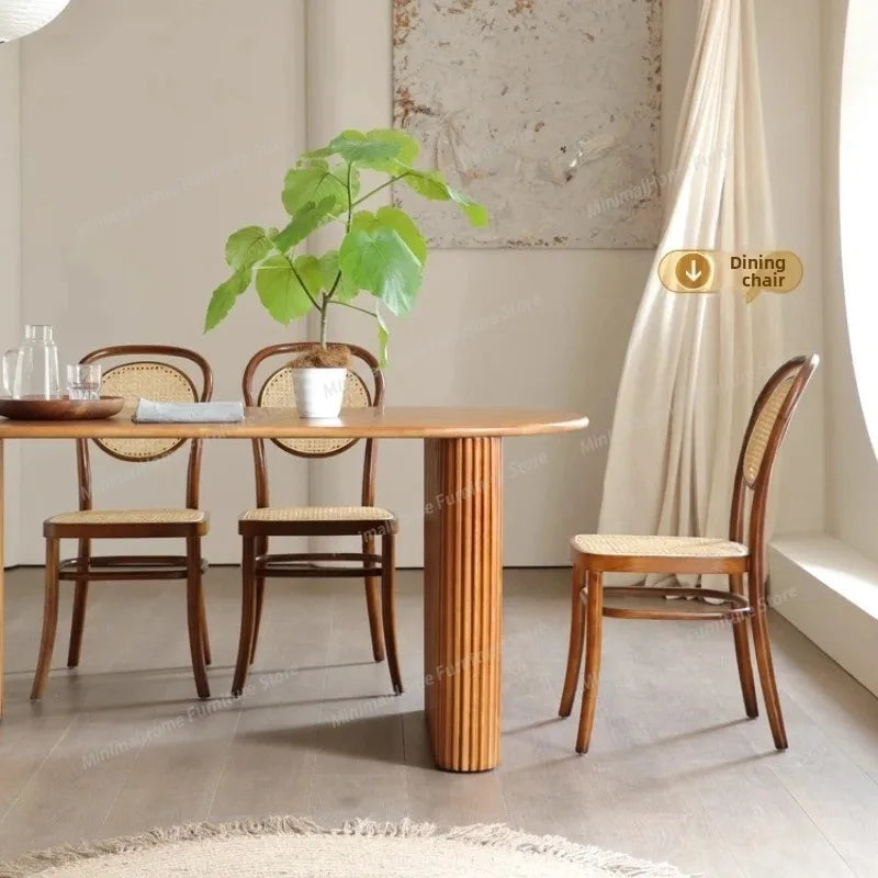 Japandi Matbord & Stolar – Massivt Trä & Rattan Nordisk