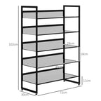 Liten Smal Skohylla 5 Hyllplan 72×30×102 cm Svart – Skoförvaring Litet Utrymme
