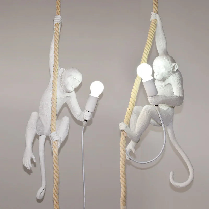 Nordisk Apa Vägglampa Resin – Kreativ Djurlampsskylt Barnrum & Restaurant