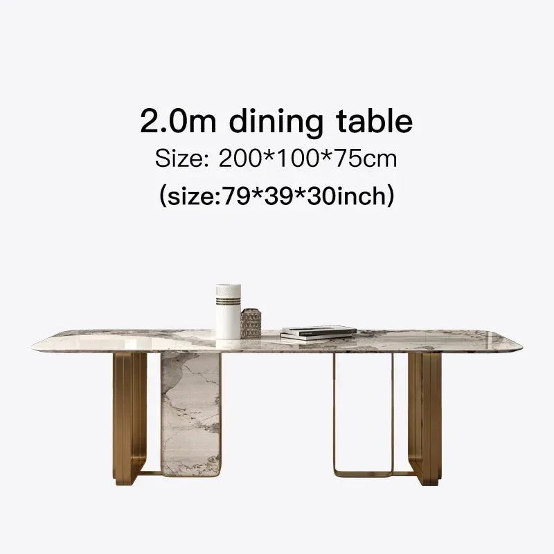 Minimalistiskt Rektangulärt Marmormatbord – 4 Stolar