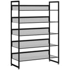Liten Smal Skohylla 5 Hyllplan 72×30×102 cm Svart – Skoförvaring Litet Utrymme