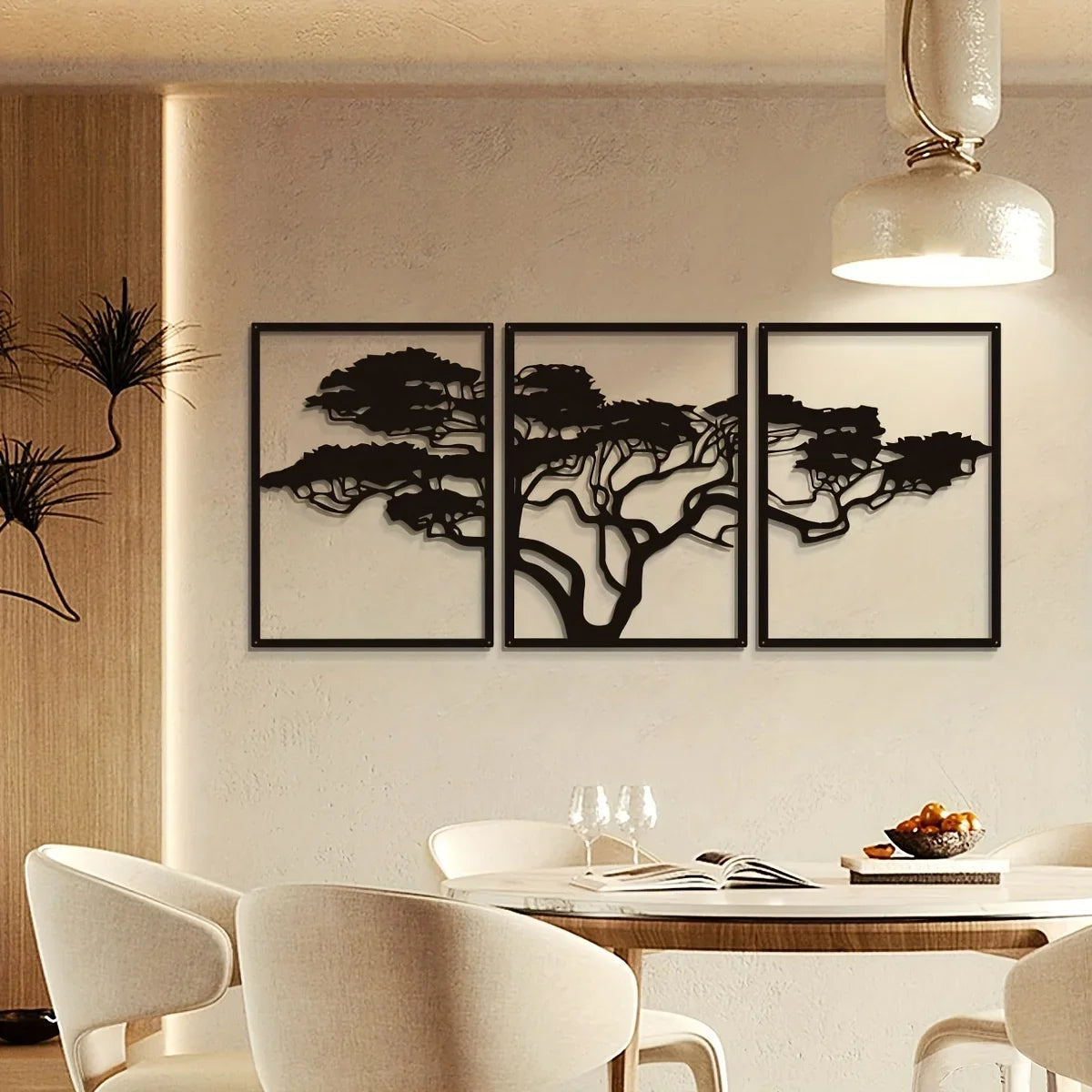 3-Pack Svart Metall Livsträd Väggdekor – Metallkonst Housewarming Present