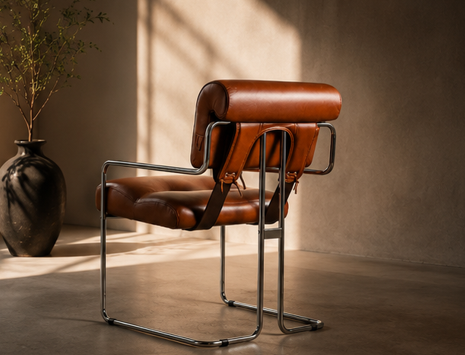 Bauhaus Loungestol – Stål & Läder Vintage