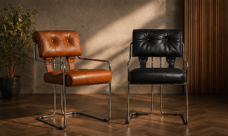 Bauhaus Loungestol – Stål & Läder Vintage