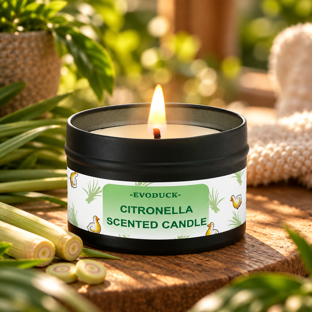 Citronellaljus med citrongräsdoft – stämningsfullt utomhusljus för uteplats, trädgård och camping