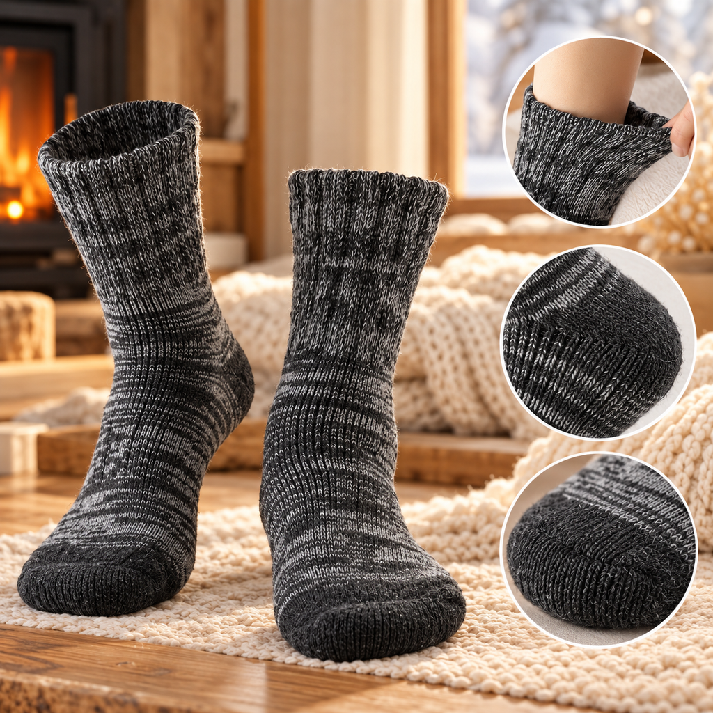 Termostrumpor, 3-pack – tjocka och isolerande vinterstrumpor för dam och herr