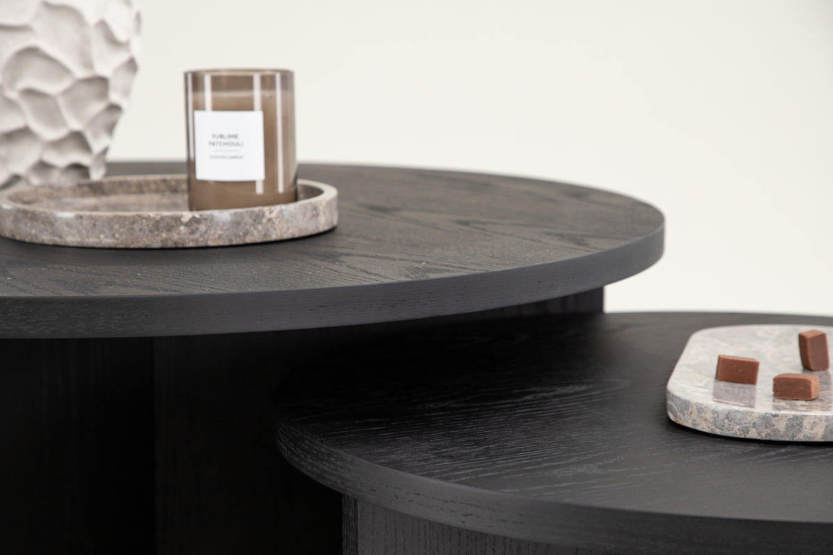 Saltö Soffbord ⌀85 Svart + Soffbord ⌀65 Svart