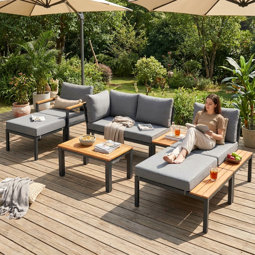 Modulärt loungeset för uteplats lifestyle